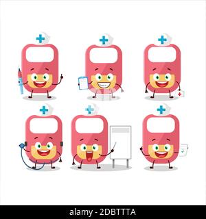 Medico professione emoticon con bambino rosa apprendista cartoon carattere Illustrazione Vettoriale