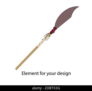 Alberd. Isolato su bianco. Arma. Ascia maneggiata a lungo. Illustrazione vettoriale. Foto Stock