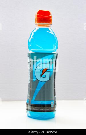 Calgary, Alberta, Canada. 16 novembre 2020. Gatorade Cool Blue. Un produttore americano di bevande e prodotti alimentari a tema sportivo, costruito intorno al suo si Foto Stock