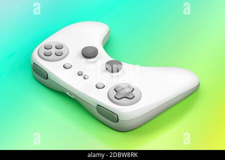 Gamepad wireless bianco su sfondo colorato Foto Stock