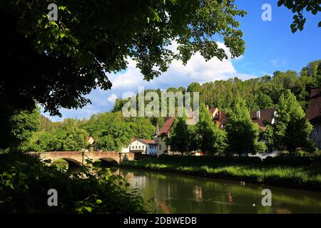 Ponte di pietra nella zona di Sulz am Neckar Foto Stock