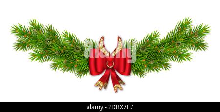 Vignetta di abete rosso con bow4 Illustrazione Vettoriale