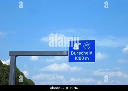 Autostrada federale uscita Burscheid Foto Stock