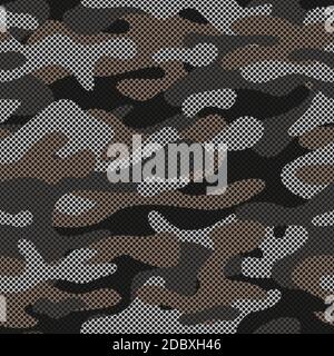 Camouflage moderno deserto modello senza cuciture. Sfondo dell'illustrazione vettoriale per la superficie, il disegno della t-shirt, la stampa, il poster, l'icona, il fotoricettore, i disegni grafici. Illustrazione Vettoriale