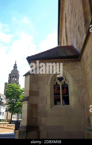 Deutschordensmünster San Pietro e Paolo è una vista della città di Heilbronn Foto Stock