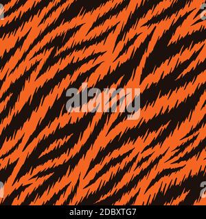 Motivo senza cuciture Tiger Stripes. Sfondo dell'illustrazione vettoriale per la superficie, il disegno della t-shirt, la stampa, il poster, l'icona, il fotoricettore, i disegni grafici. Illustrazione Vettoriale