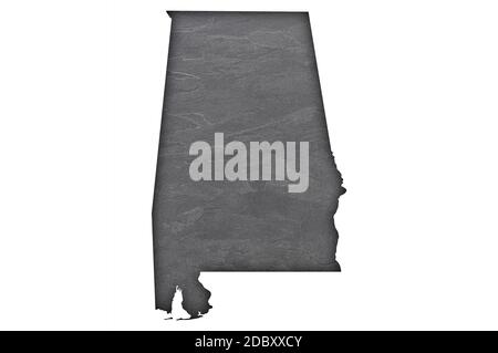 Mappa di Alabama su ardesia scura Foto Stock