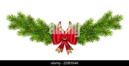 Vignetta di abete rosso con bow4 Illustrazione Vettoriale