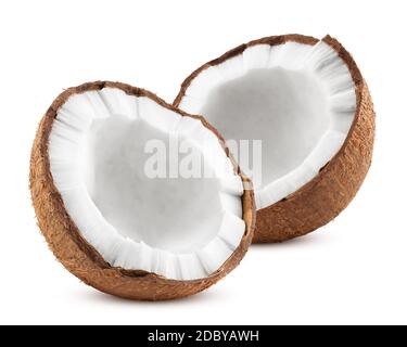 Noce di cocco, isolati su sfondo bianco, tutta la profondità di campo Foto Stock