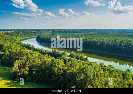 Splendida vista sulla natura dalla torre di osservazione. Lituania. Foto Stock