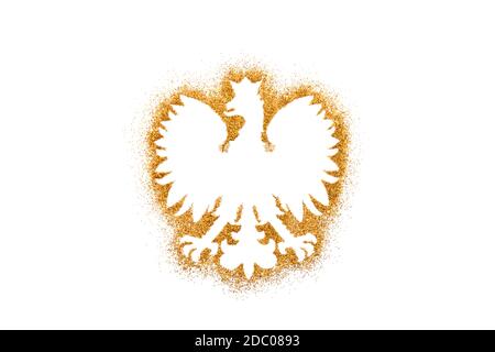 Stemma lucidato a forma di glitter dorato Foto Stock