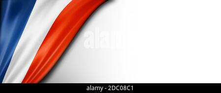 Bandiera della Francia isolata in bianco. Banner panoramico orizzontale. Foto Stock
