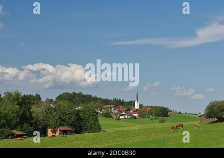 Greimharting, Chiemgau, Chiemsee, alta Baviera, Germania Foto Stock