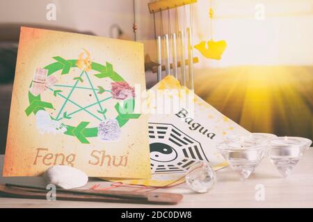 Immagine concettuale del Feng Shui con cinque elementi Foto Stock