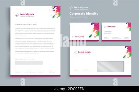 Corporate Business Identity template design Vector cancelleria astratta , Articoli da regalo colore elementi promozionali souvenir. Link set tecnologia digitale Illustrazione Vettoriale