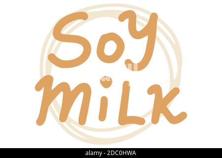 Latte di soia. Elemento vettoriale per logo, etichette, badge, adesivi. Isolamento dell'illustrazione vettoriale su sfondo bianco. Cibo biologico, ecologico, sano. Illustrazione Vettoriale