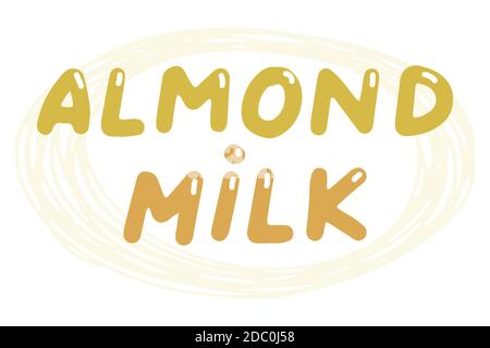 Latte di mandorle. Elemento vettoriale per logo, etichette, badge, adesivi. Isolamento dell'illustrazione vettoriale su sfondo bianco. Cibo biologico, ecologico, sano. Illustrazione Vettoriale