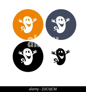 Divertente Set icone Ghost per il web e il cellulare. Sorridendo con un dente. Felice Halloween. EPS 10 Illustrazione Vettoriale