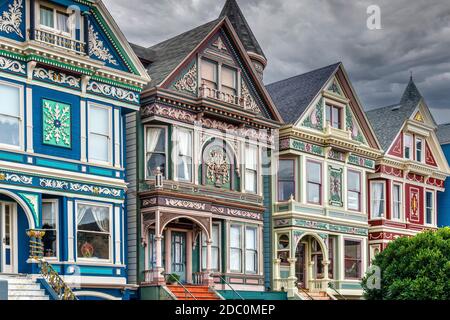 Painted Ladies victorian House, Haight-Ashbury, San Francisco, California, Stati Uniti Foto Stock