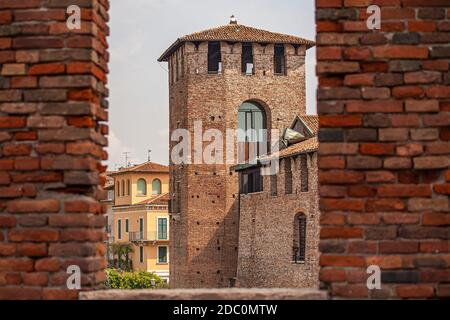 Castelvecchio dettaglio a Verona, un castello medievale nel nord Italia Foto Stock