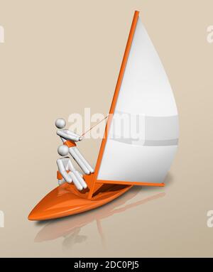 simbolo tridimensionale della vela, sport olimpici. Illustrazione Foto Stock