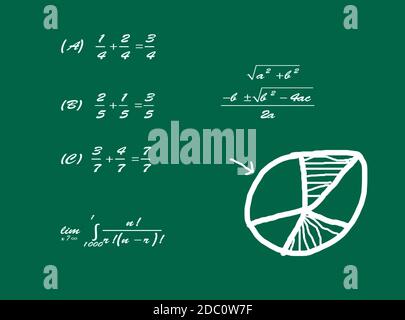 lavagna verde nella scuola africana con problemi di matematica Foto Stock