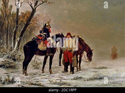 Dragoons on a halt 1870, 1890 James Alexander Walker 1841-1898 Francia, francese. Foto Stock