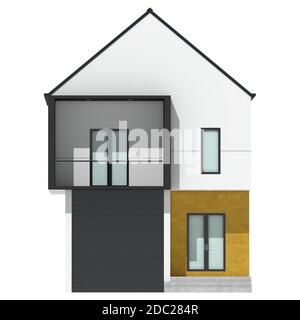 3D rendering of modern cozy house with garage. Stock Photo
