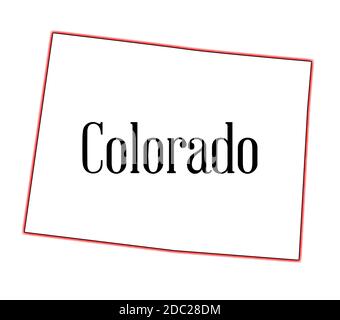 Mappa di stato profilo di Colorado su uno sfondo bianco Foto Stock