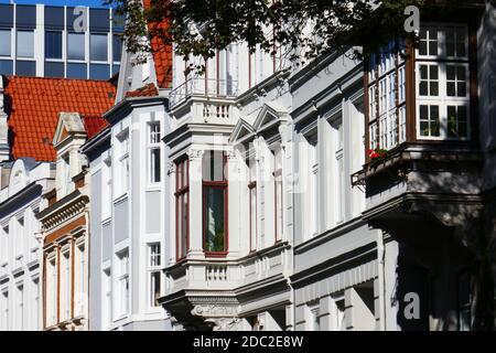 Case residenziali nel centro di LÃ¼beck Foto Stock