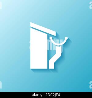 Icona blu vettoriale piatta per il servizio del tetto e del gocciolatoio, illustrazione del concetto invernale in eps 10 Illustrazione Vettoriale