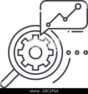 Icona di diagnostica per computer, illustrazione isolata lineare, vettore a linee sottili, simbolo di progettazione Web, simbolo del concetto di contorno con tratto modificabile su bianco Illustrazione Vettoriale