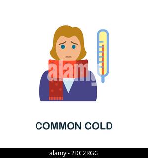 Icona freddo comune. Elemento semplice dalla raccolta delle malattie sanitarie. Icona Creative Common Cold per il web design, modelli, infografiche e altro ancora Illustrazione Vettoriale