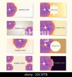 set di biglietti da visita con fiori e sfondi diversi Illustrazione Vettoriale