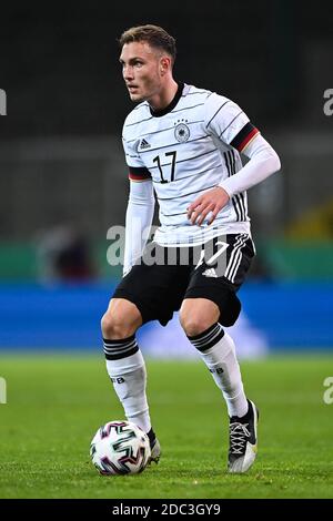 Braunschweig, Germania. 12 Nov 2020. David Raum (Germania). GES/Football/Campionato europeo qualificazione: Germania U21 - Galles U21, 11/17/2020 Calcio: Euro Qualifier Under 21: Germania vs Galles, Braunschweig, 17 novembre 2020 | Usage worldwide Credit: dpa/Alamy Live News Foto Stock