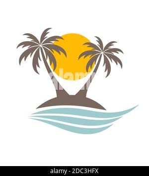 Palme silhouette sull isola. Illustrazione Vettoriale Illustrazione Vettoriale