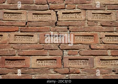 Un vecchio muro di mattoni sfondo, Turchia. Foto Stock