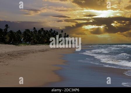 Tramonto sulla spiaggia di Rio Grande, Puerto Rico Foto Stock