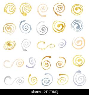 set di spirali colorate disegnate a mano Illustrazione Vettoriale
