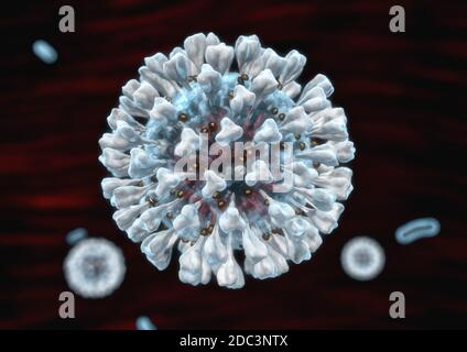 L'immagine del virus. Molecola di coronavirus. Rendering 3D Foto Stock