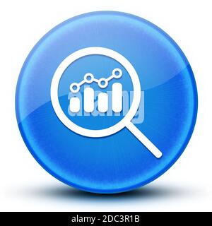 Visualizza analisi finanziarie o metriche di ricerca eyeball lucido blu rotondo illustrazione astratta del pulsante Foto Stock