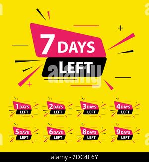 Offrire segno commerciale di vendita con il set di raccolta giorni rimasti. Illustrazione Foto Stock