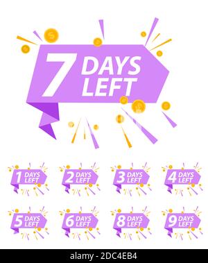 Offrire segno commerciale di vendita con il set di raccolta giorni rimasti. Illustrazione Foto Stock