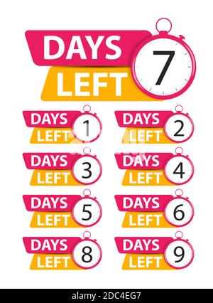 Offrire segno commerciale di vendita con il set di raccolta giorni rimasti. Illustrazione Foto Stock
