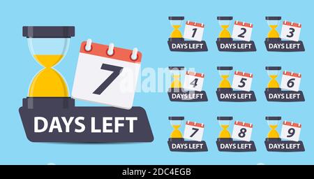 Offrire segno commerciale di vendita con il set di raccolta giorni rimasti. Illustrazione Foto Stock