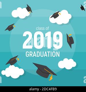 Classe di 2019 Graduarion Education background. Illustrazione Foto Stock
