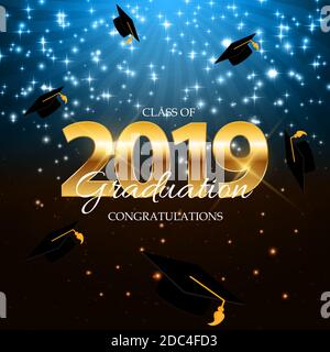Classe di 2019 Graduarion Education background. Illustrazione Foto Stock