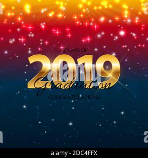 Classe di 2019 Graduarion Education background. Illustrazione Foto Stock