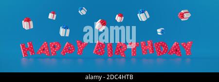 Happy Birthday banner lettere colorate 3D rendering illustrazione 3D Foto Stock