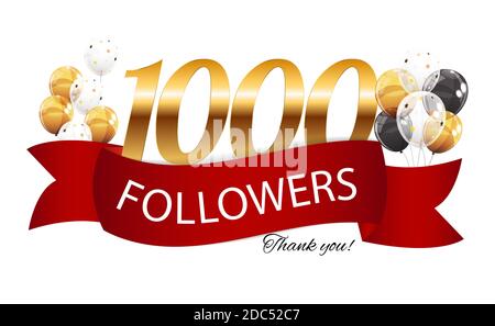 1000 follower. Grazie. Sfondo dell'illustrazione Foto Stock